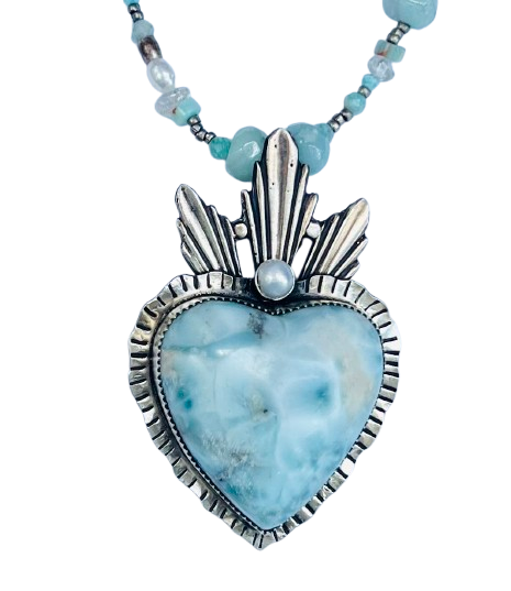Courage Dear Heart Larimar Heart Necklace