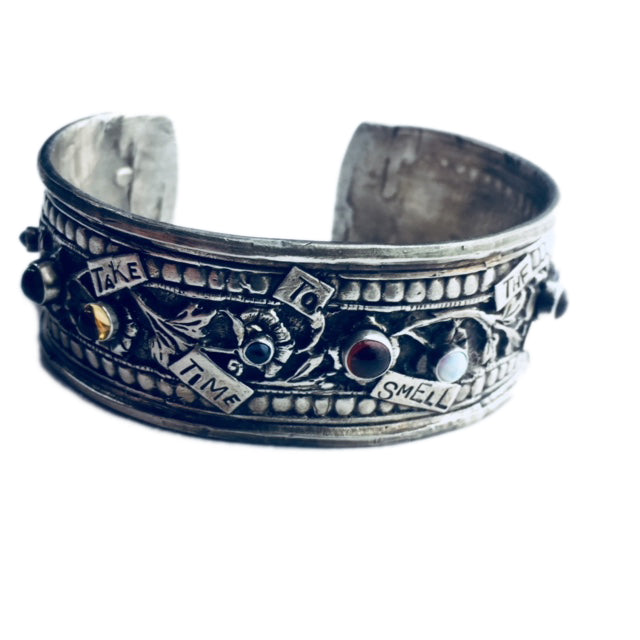 Take Time To Smell The Roses Sterling Cuff