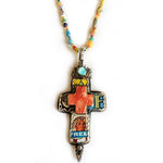 Tin Cross with Spiny Oyster Pendant