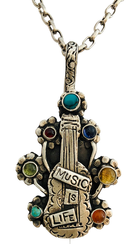 Music Is Life Guitar Necklace